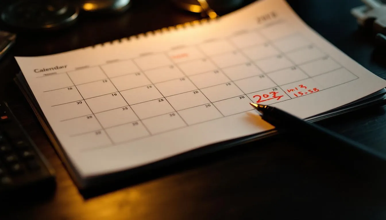 Calendar with marked dates representing the Italian residency process timeline